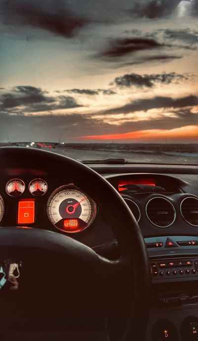 Sunset Sky View from Car Interior, Ain Sokhna Road