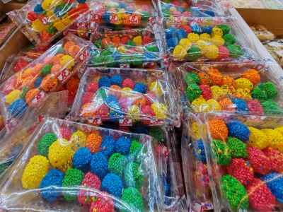 Colorful Wrapped Candy Balls Display, Bein El Haraat Cairo