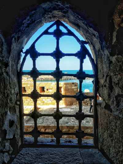 Mediterranean Sea View Through Iron Window, Qaitbay Citadel