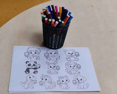 Children's Coloring Pages and Felt-Tip Markers Set