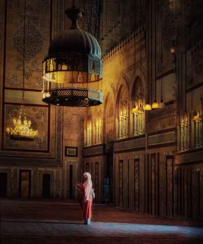 Woman Standing Inside Al-Rifa'i Mosque Cairo