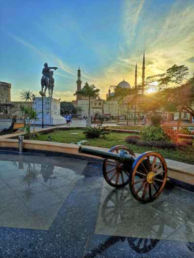 Sunset at Cairo Citadel Courtyard, Cannon and Equestrian Statue