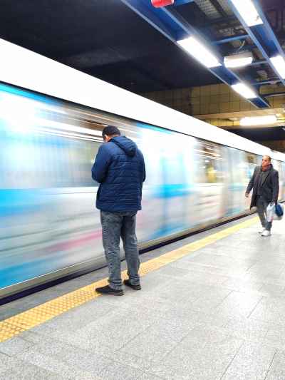 Passengers Waiting on Cairo Metro Line 2 Platform