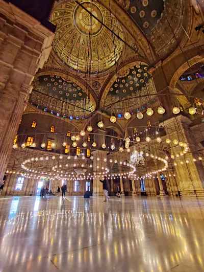 Mohamed Ali Mosque Interior Dome and Circular Chandelier Cairo