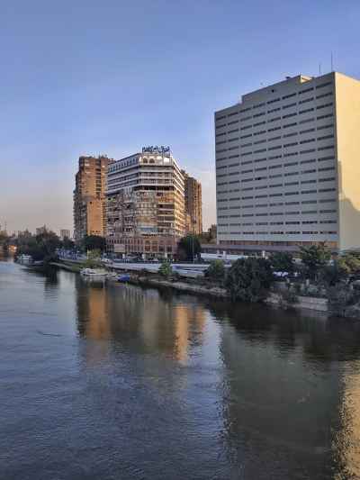 Zamalek Corniche and Om Kalthoum Hotel, Nile Cairo