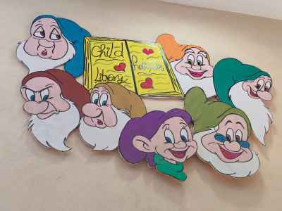 Seven Dwarfs Wall Display, Child Library Sign Cairo