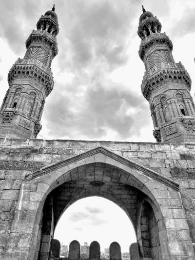 Twin Minarets of Al-Muayyad Mosque at Bab Zuweila Cairo