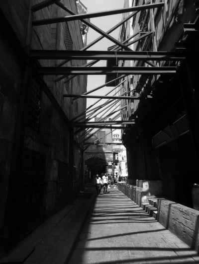 Historic Alley with Iron Support Beams, Al-Gamaliya Cairo
