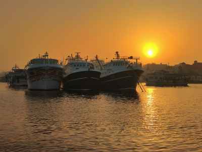 Fishing Vessels Moored at Sunset, Ezbet El Borg Damietta