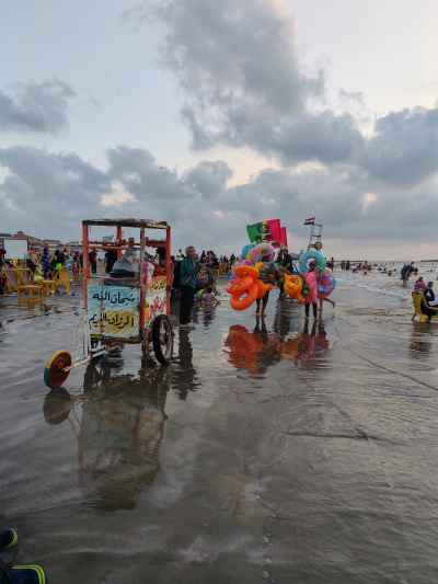 Beach Vendors Selling Floats, Ras El Bar Beach, Damietta