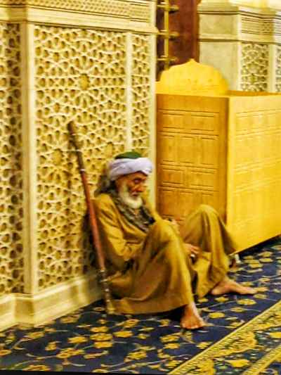Elderly Man Resting Inside Al-Sayeda Zeinab Mosque Cairo