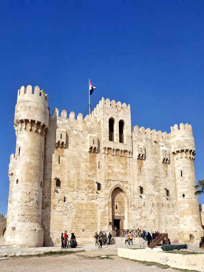 Qaitbay Citadel Main Facade with Visitors, Alexandria