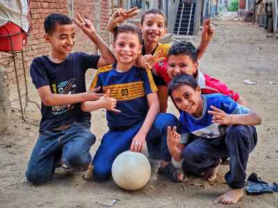 Boys Playing Street Football, Garis Village Al-Monofeya