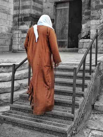 Man in Galabiya Ascending Steps, Faraj ibn Barquq Complex Cairo