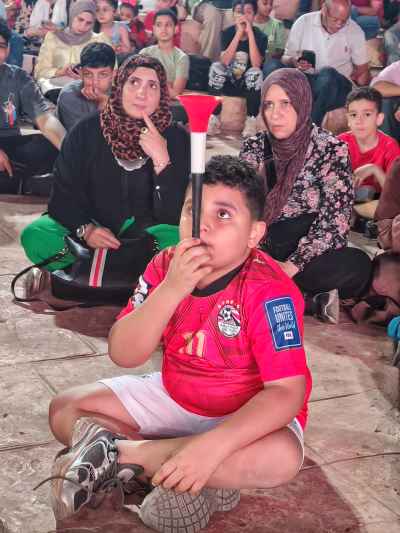 Egyptian Boy With Vuvuzela Watching Football Match