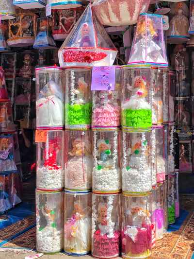 Moulid Bride Dolls in Acrylic Cylinders, Sayeda Zeinab Market