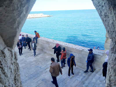 Visitors at Qaitbay Citadel Sea Wall, Alexandria