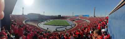 Aerial View of Cairo International Stadium During a Football Match