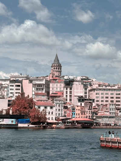 Galata Tower Overlooking Istanbul's Golden Horn Waterfront