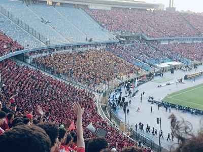 Aerial View of Cairo International Stadium During a Match