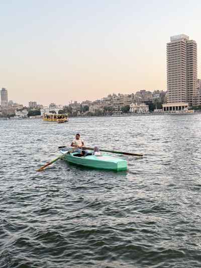 Fisherman on the Nile in a Traditional Fishing Boat