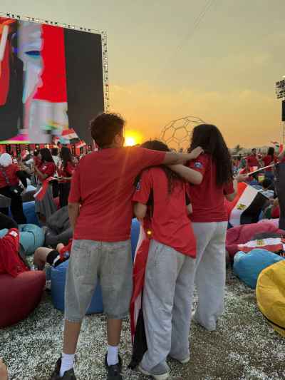 Egypt Football Fans at Outdoor Fan Zone Sunset