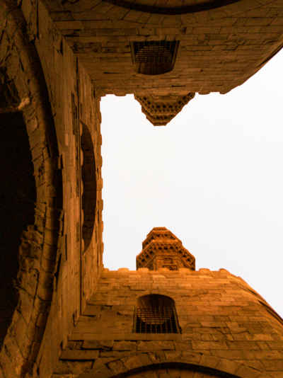 Bab Zuweila Gate Towers Upward View, Islamic Cairo