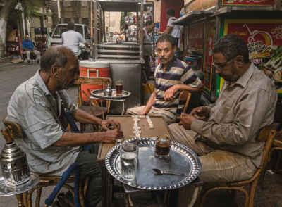 Men Playing Dominoes at El-Zayyat Coffeehouse, Cairo