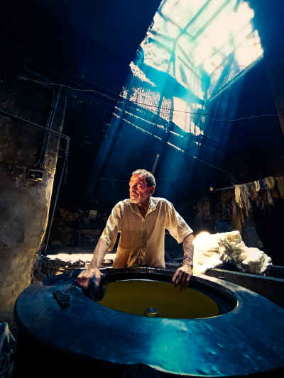 Dye Worker at Salama Dyehouse, Darb Al-Ahmar Cairo