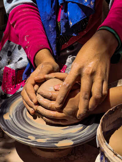 Pottery Wheel Instruction, Tunis Village, Fayyum Egypt