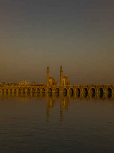 Al-Qanater Al-Khayreya Barrage Reflected in Nile at Sunset