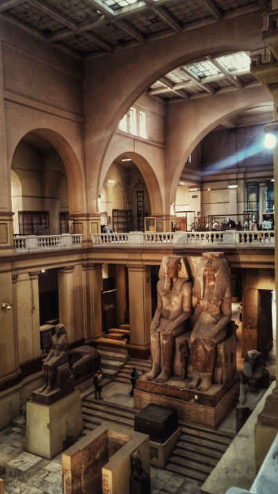 Pharaonic Seated Statues, Egyptian Museum Main Hall Cairo