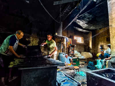 Textile Dye Workers at Am Salama Workshop, Darb Al-Ahmar