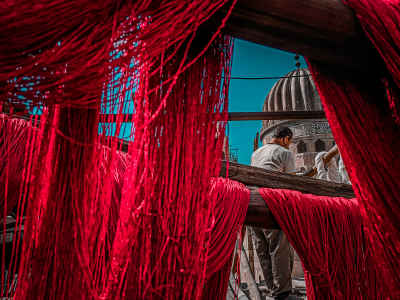 Red Thread Drying at Salamah Dye House, Bab El-Wazir