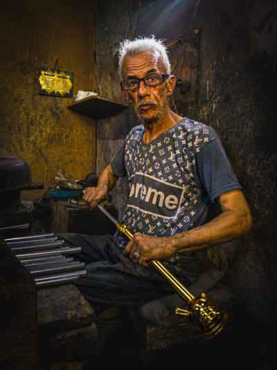 Shisha Craftsman Portrait, Al-Gamaliya Workshop Cairo