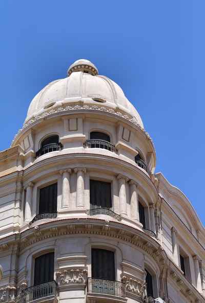 Historic Building Dome and Arched Windows on Fouad Street, Alexandria