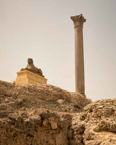 Pompey's Pillar and Sphinx at Alexandria Archaeological Site