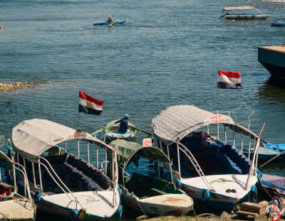 Egyptian Flag Boats Nile River Al-Qanater Al-Qalyubia