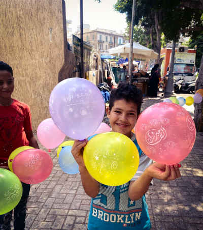 Children with Moulid Balloons, Al-Manshiya Alexandria