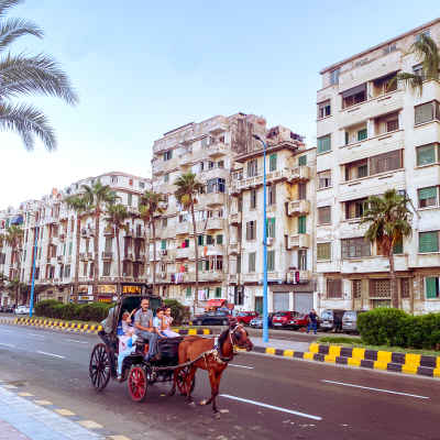 Horse Carriage Ride on Alexandria Corniche, Bahri