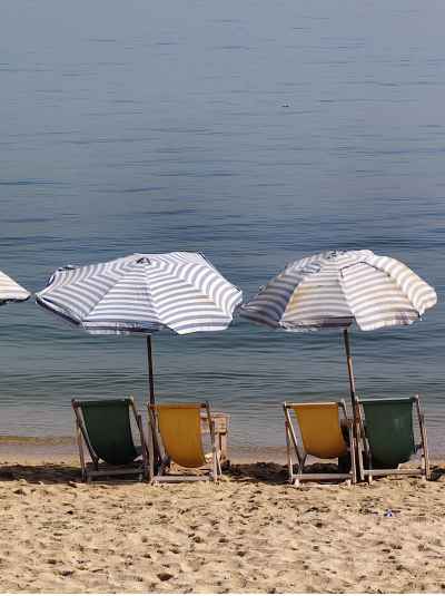 Beach Chairs and Striped Umbrellas, Shatby Alexandria