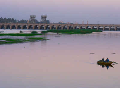 Fishermen Boat on Nile at Al-Qanater Al-Khayriyya Dam