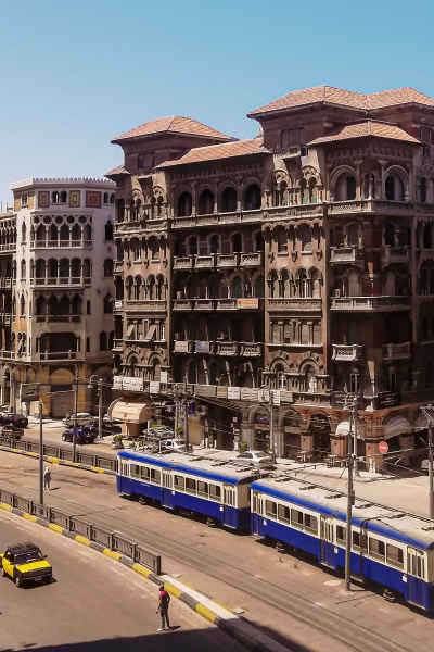 Alexandria Tram (Train) Passing Through Historic Streets