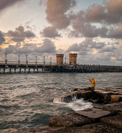 Fisherman at Sunset, Qaitbay Fortress Alexandria