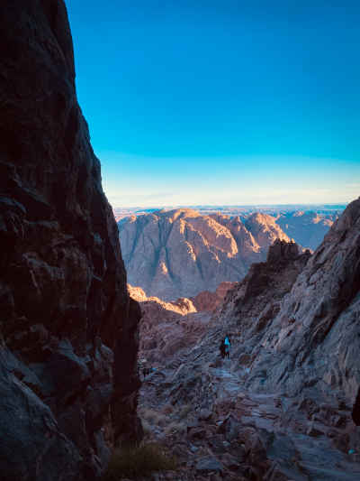 Hiker on Rocky Trail, Saint Catherine Mountains Sinai