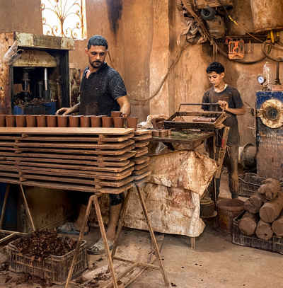 Pottery Workers Shaping Clay Pots, Tanta Egypt
