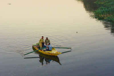 Fishermen in Small Boat on Nile, Al-Qanatir