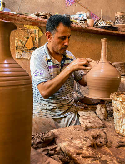 Potter Shaping Clay Vase, Farastek Village Tanta