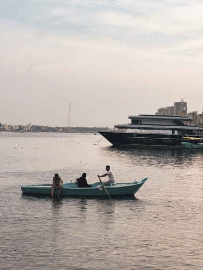 Rowing Boat on Nile River, Rashid Egypt