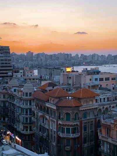 Alexandria Rooftop Skyline at Sunset, Raml Station